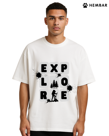 Adventure in every thread. 🌲🚶‍♂️ The 'EXPLORE' oversized tee is made for the wild at heart